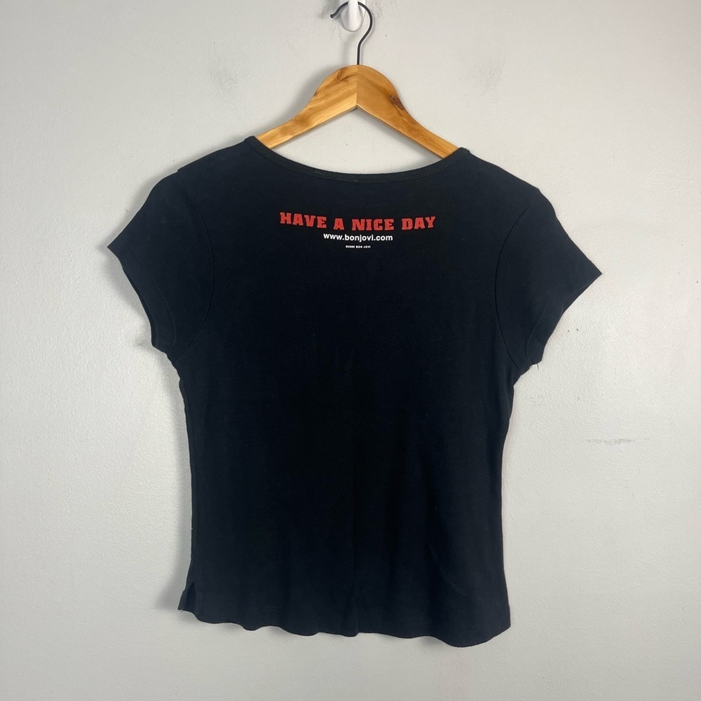 Vintage 2005 Y2K Bon Jovi Have A Nice Day band baby tee womens size large - Picture 4 of 5